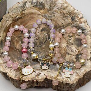 Kawaii Bracelet, Hello Kitty, My Melody, Kuromi Crystal Bead